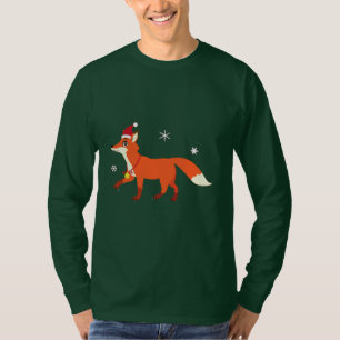 Camiseta Fox del navidad con el gorra y los copos de nieve