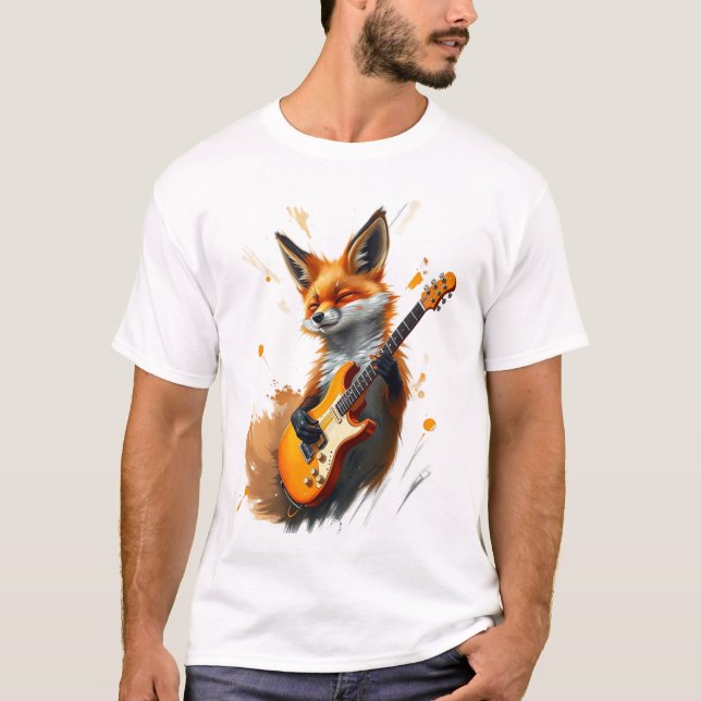 Camiseta Fox divertida en guitarra (Anverso)