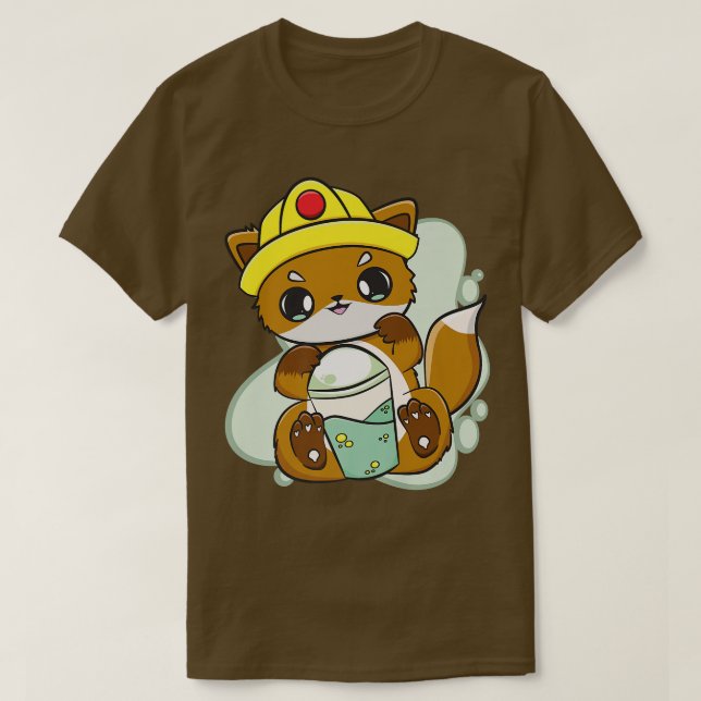 Camiseta Fox Drinks Boba Bubble Tea For Construction Worker (Diseño del anverso)
