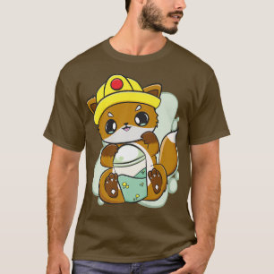 Camiseta Fox Drinks Boba Bubble Tea For Construction Worker