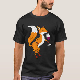 Camiseta Fox Drying Wine Shirt Cocktail Animal Funny Drun