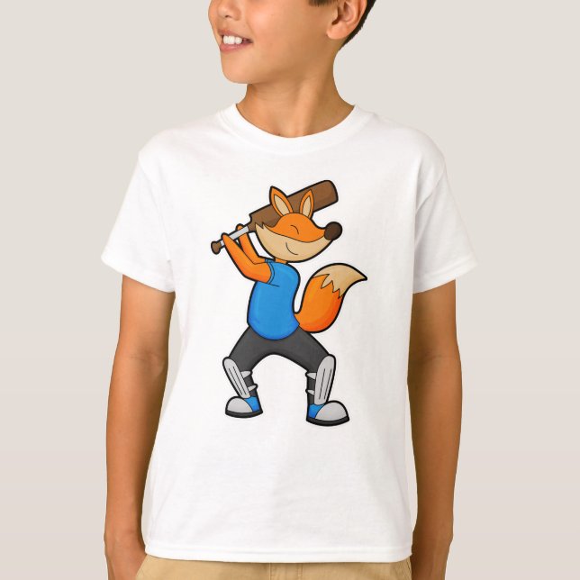 Camiseta Fox en el Cricket con el bate del cricket (Anverso)