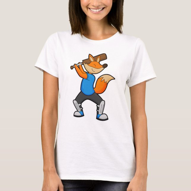Camiseta Fox en el Cricket con el bate del cricket (Anverso)