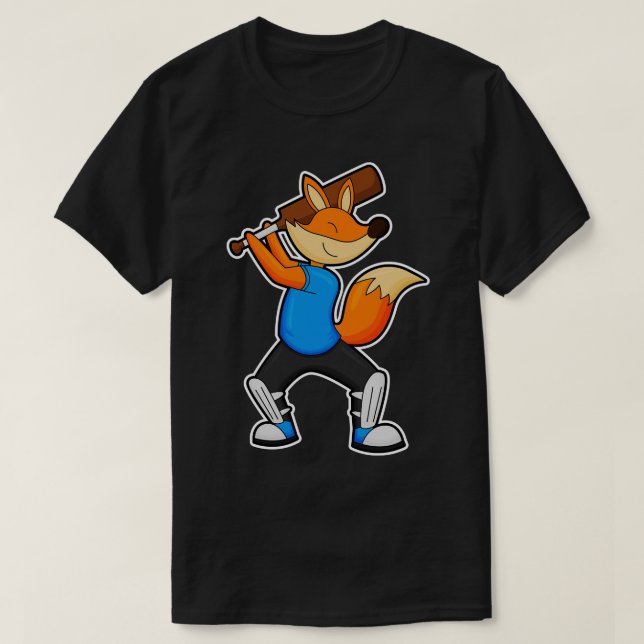 Camiseta Fox en el Cricket con el bate del cricket (Diseño del anverso)