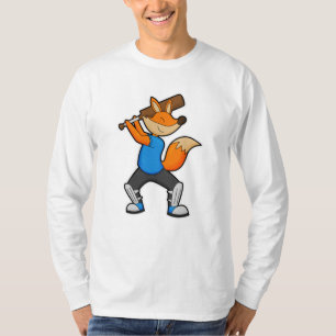 Camiseta Fox en el Cricket con el bate del cricket