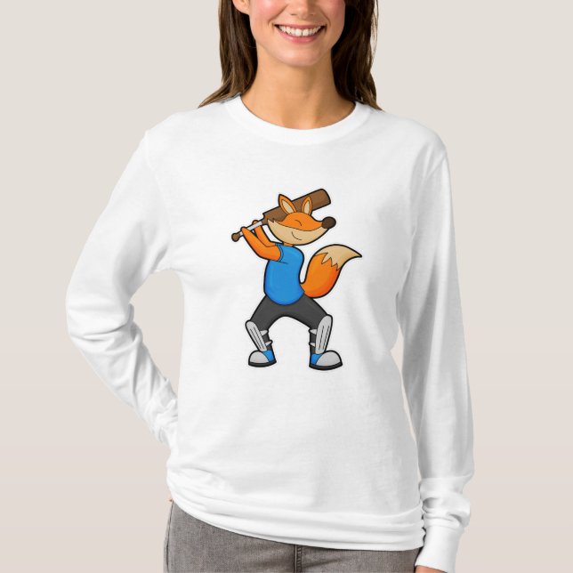Camiseta Fox en el Cricket con el bate del cricket (Anverso)