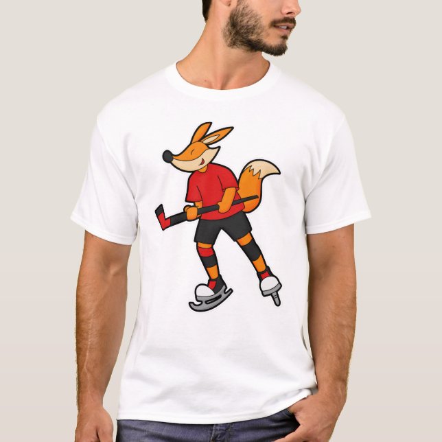 Camiseta Fox en hockey sobre hielo con bastón de hockey sob (Anverso)