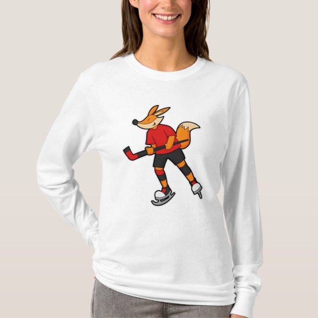 Camiseta Fox en hockey sobre hielo con bastón de hockey sob (Anverso)