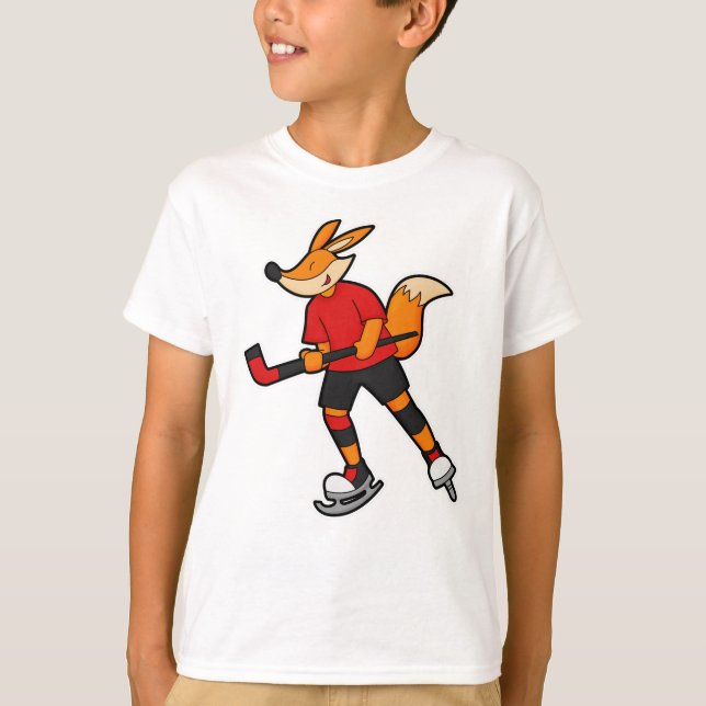 Camiseta Fox en hockey sobre hielo con bastón de hockey sob (Anverso)