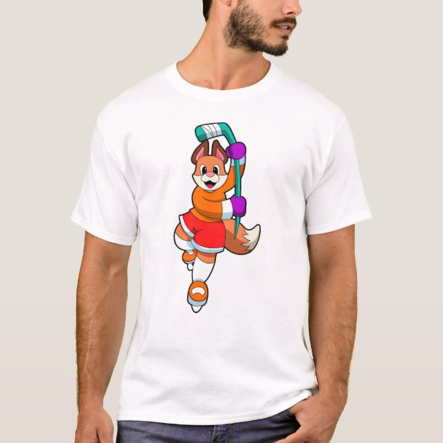 Camiseta Fox en hockey sobre hielo con bastón de hockey sob (Anverso)