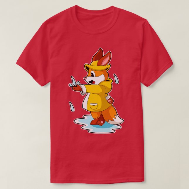 Camiseta Fox en Lluvia con gotas de lluvia (Diseño del anverso)