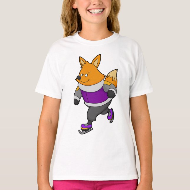 Camiseta Fox en patinaje sobre hielo con patines de hielo y (Anverso)