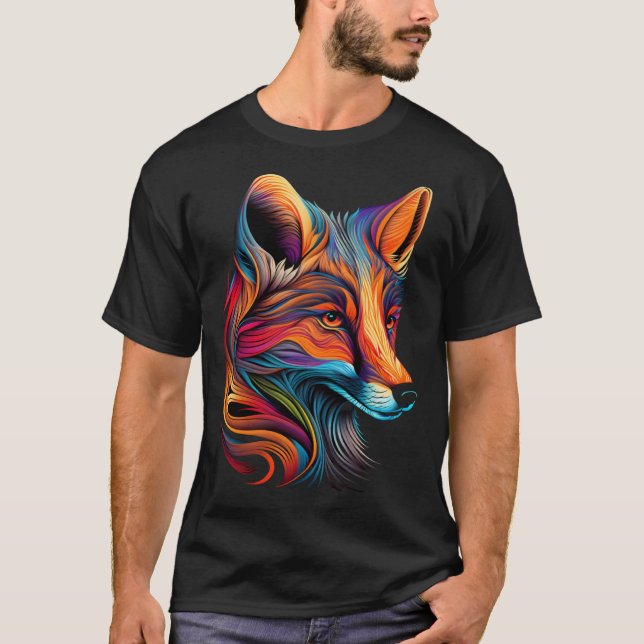 Camiseta Fox Face Beautiful Colorful Artistic Animal (Anverso)
