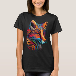 Camiseta Fox Face Hermoso Animal Artístico Colorido
