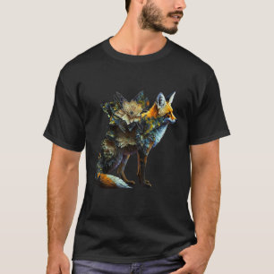 Camiseta Fox Fantasy Flowers Art Resumen Fox animal