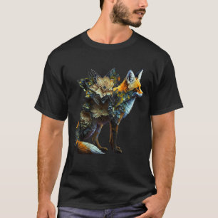 Camiseta Fox Fantasy Flowers Art Resumen Fox animal