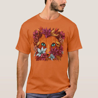 Camiseta Fox Flowers Hand Drawn