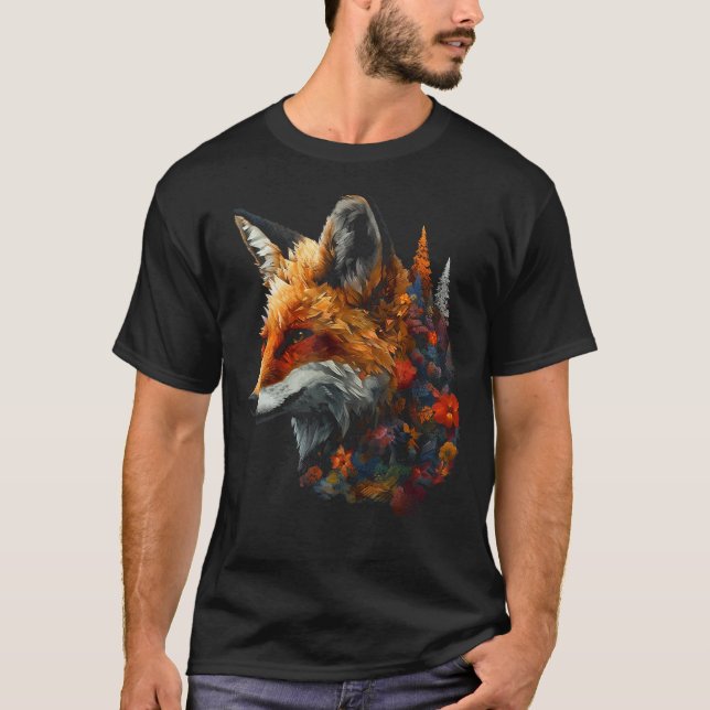 Camiseta Fox Forest Flowers  Animal Fox (Anverso)