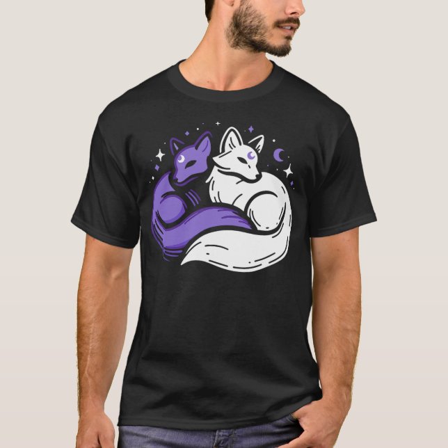 Camiseta Fox Foxes Night Stars Crescent Moon Spirit Celesti (Anverso)