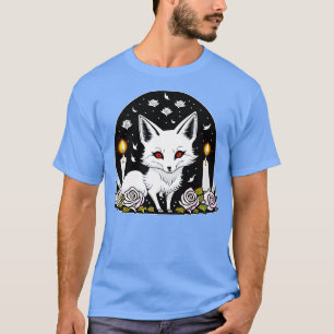 Camiseta Fox gótica o Gótico con velas y Rosas negros y neg
