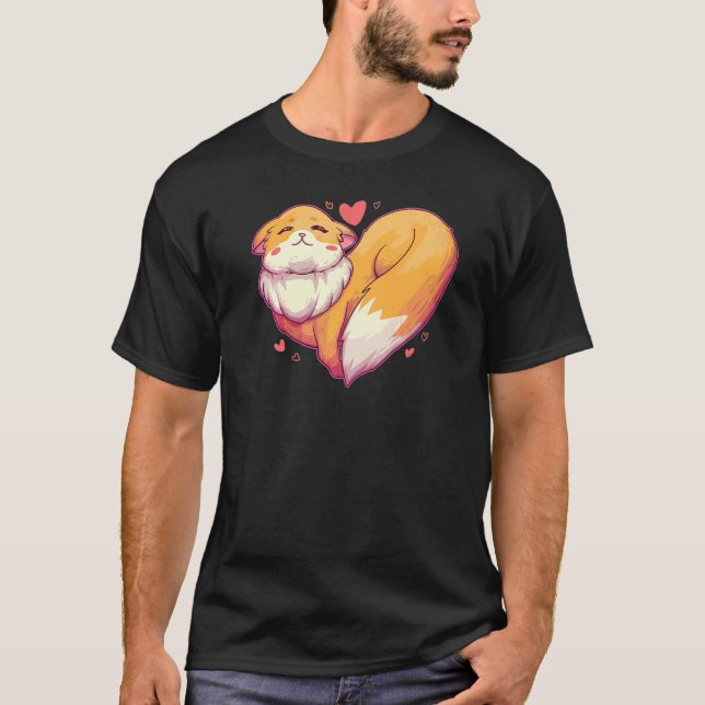Camiseta Fox Heart Retro Animal Wild Zoo Classic Passion P (Anverso)
