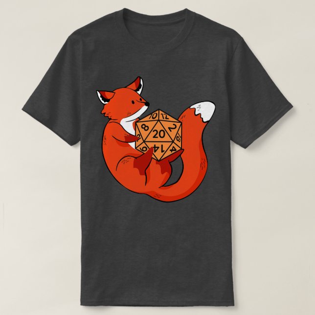 Camiseta Fox jugando con D20 (Diseño del anverso)