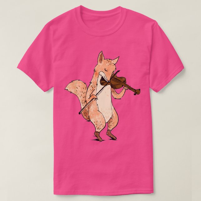 Camiseta Fox Jugando Violin Cute Funny Player Gift S (Diseño del anverso)