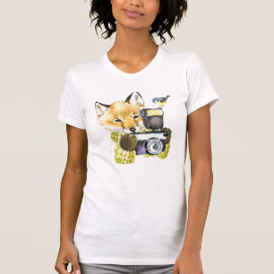 Camiseta Fox lindo de la acuarela que toma imágenes