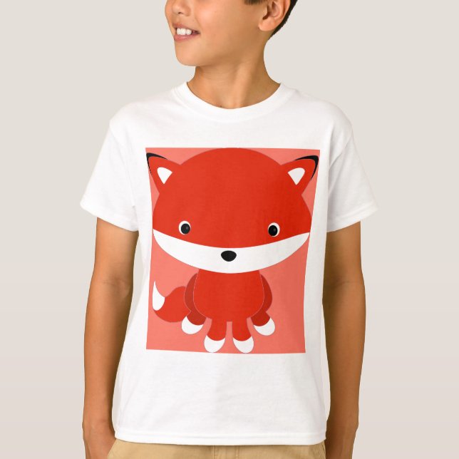 Camiseta Fox lindo del naranja del dibujo animado de la (Anverso)