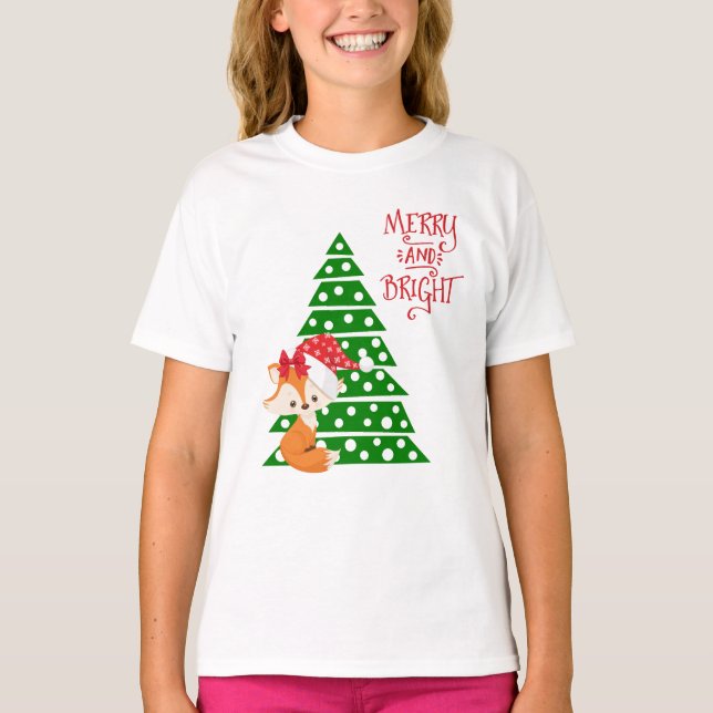 Camiseta Fox lindo y árbol de navidad (Anverso)