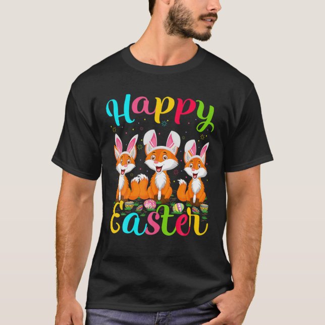 Camiseta Fox Lover Funny Easter Egny Bunny Fox Happy Easter (Anverso)