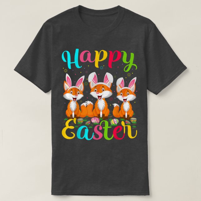 Camiseta Fox Lover Funny Easter Egny Bunny Fox Happy Easter (Diseño del anverso)