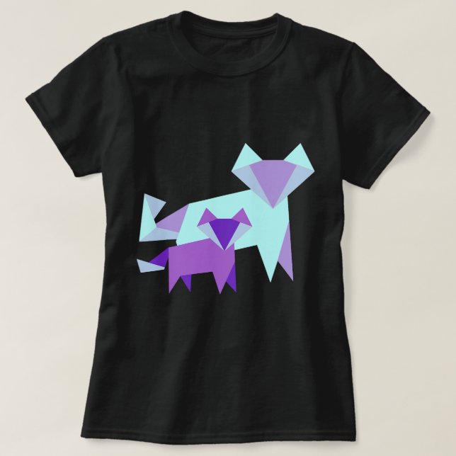Camiseta Fox Lover Guay Parece Madre Bebé Fox Cute Origam (Diseño del anverso)