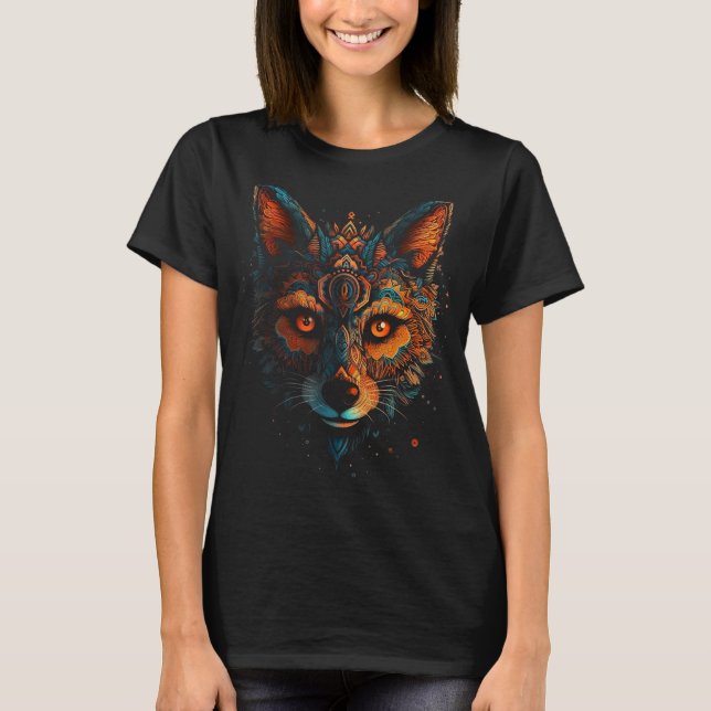 Camiseta Fox Mandala Fantasy Animal Art - Fox de arte (Anverso)