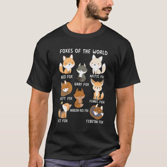 Camiseta Fox Of The World Fox Animals Educational (Anverso)
