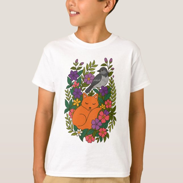 Camiseta Fox, paloma y flores (Anverso)
