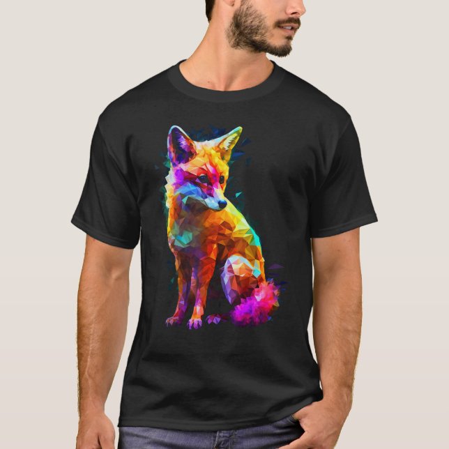 Camiseta Fox Polygon Colourful  Animal  Animal Fox (Anverso)