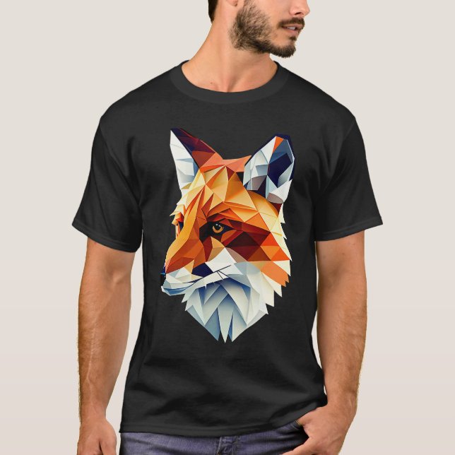 Camiseta Fox Polygon Wild Animal  Wildlife Zookeeper Geomet (Anverso)