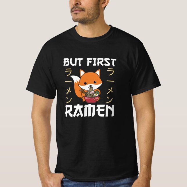 Camiseta Fox Powered By Ramen Cute Kawaii Foxes (Anverso)