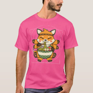 Camiseta Fox Ramen Noodles Kawaii Anime Vitruvian Fox Ramen