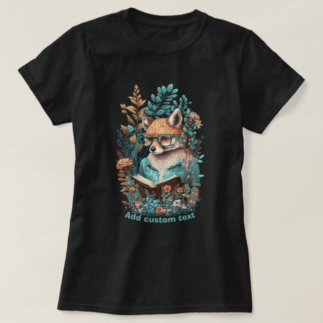 Camiseta Fox Reading Book, wildflower, Fox Lover (Diseño del anverso)