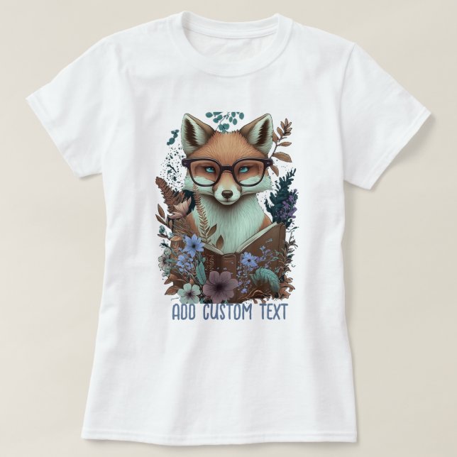Camiseta Fox Reading Book, wildflower, Fox Lover (Diseño del anverso)