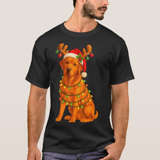 Camiseta Fox Red Lab Christmas Tree Light Pajama Labrador D (Anverso)