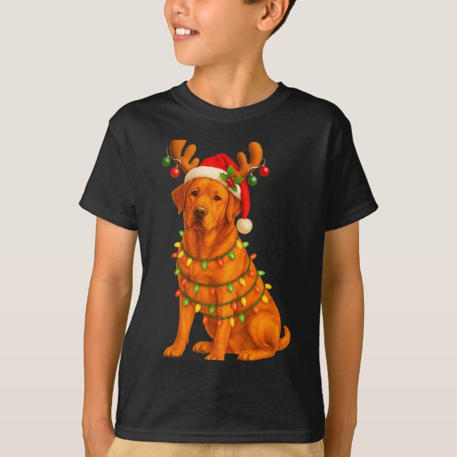 Camiseta Fox Red Lab Christmas Tree Light Pajama Labrador D (Anverso)