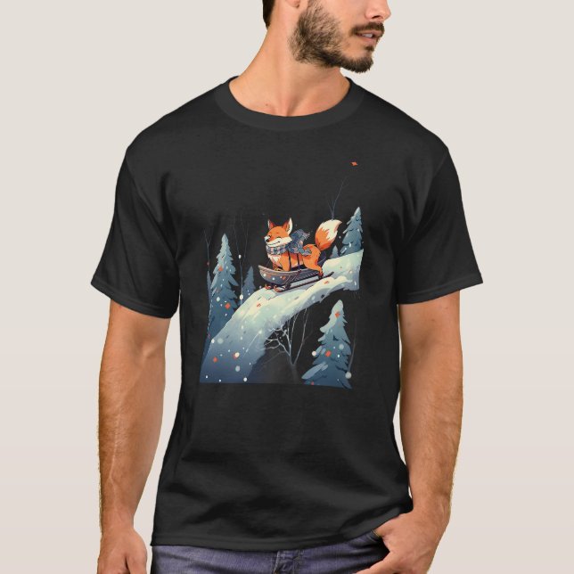 Camiseta Fox Riding Sled Sledge Sleighing Snow Sledging Win (Anverso)
