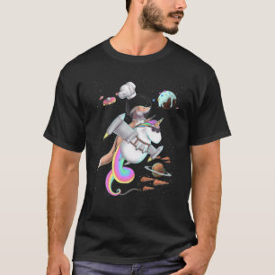 Camiseta Fox Riding Unicorn Food Pizza Space Fiesta Planeta
