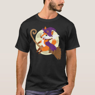Camiseta Fox Riding Witch Broom Cute Dog Animal Halloween C