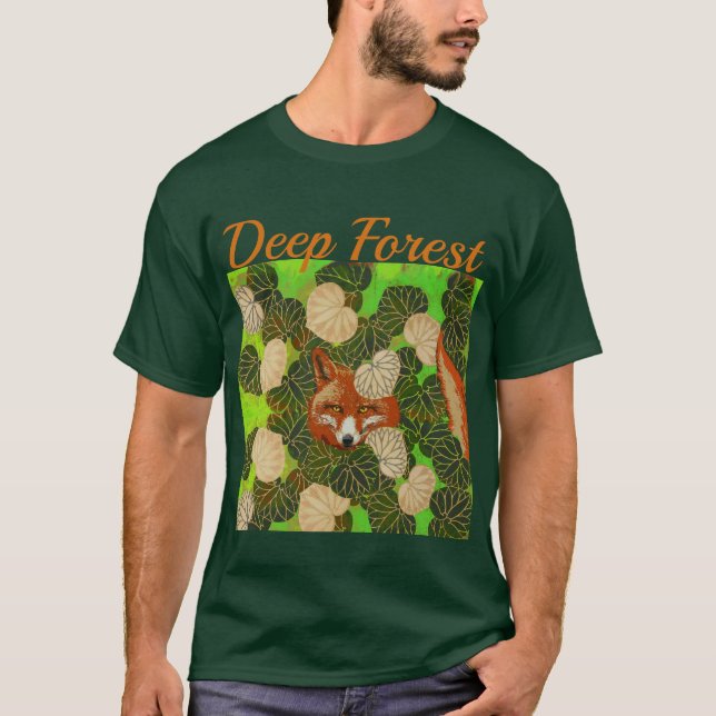 CAMISETA FOX ROJA ENTRE LAS HOJAS VERDES Y LA FUGA (Anverso)