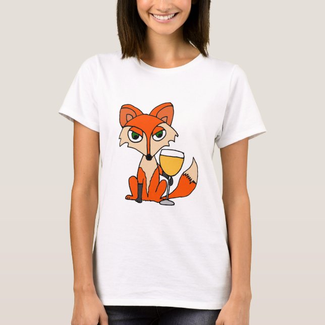 Camiseta Fox rojo con la copa de vino blanca (Anverso)