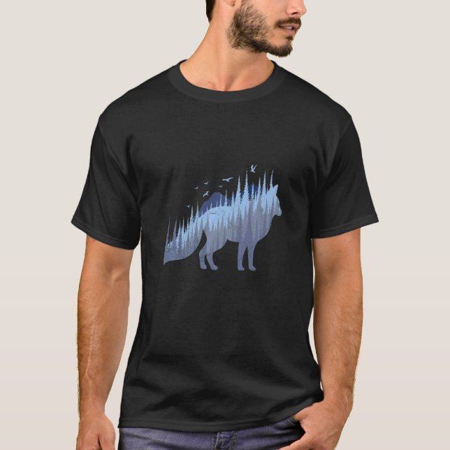 Camiseta Fox silhouette fox forest hunter  2 (Anverso)